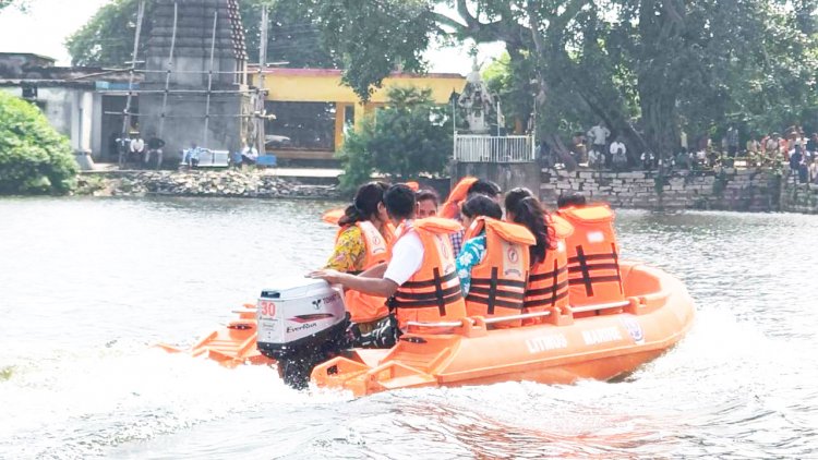बाढ़ आपदा से निपटने बालसमुंद  जलाशय में काल्पनिक अभ्यास